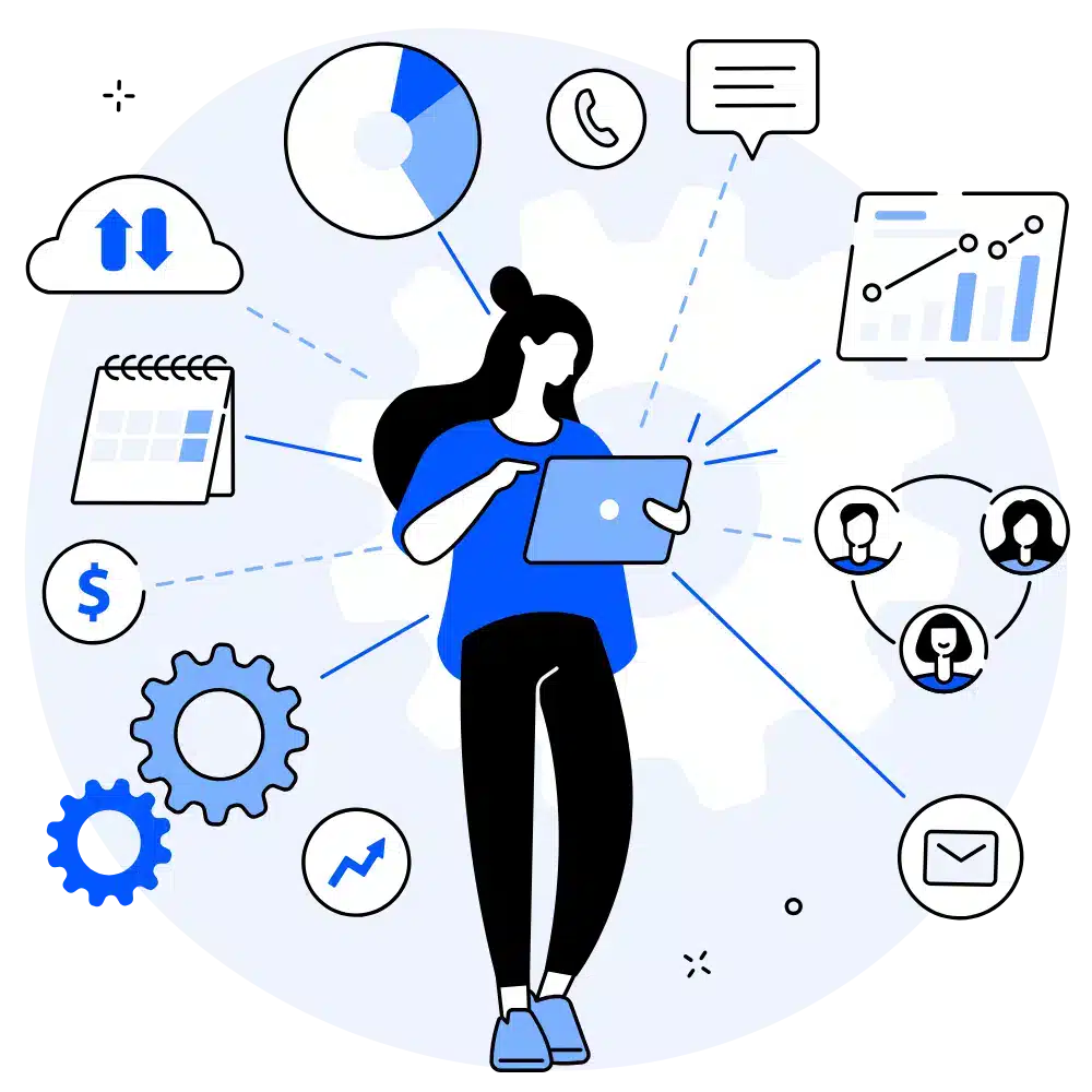 Illustration of online learning and digital services